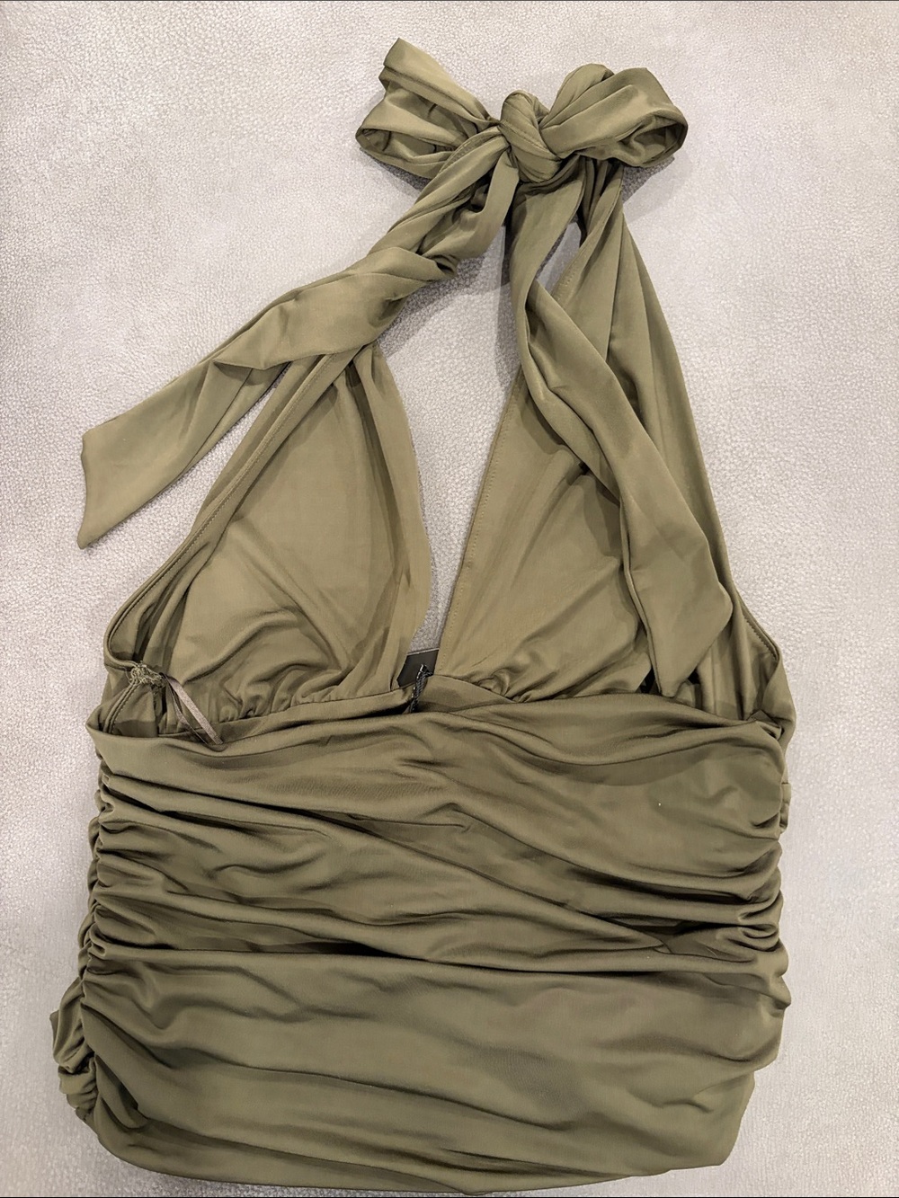 Express Olive Halter Ruched Tank - Picture 4 of 4